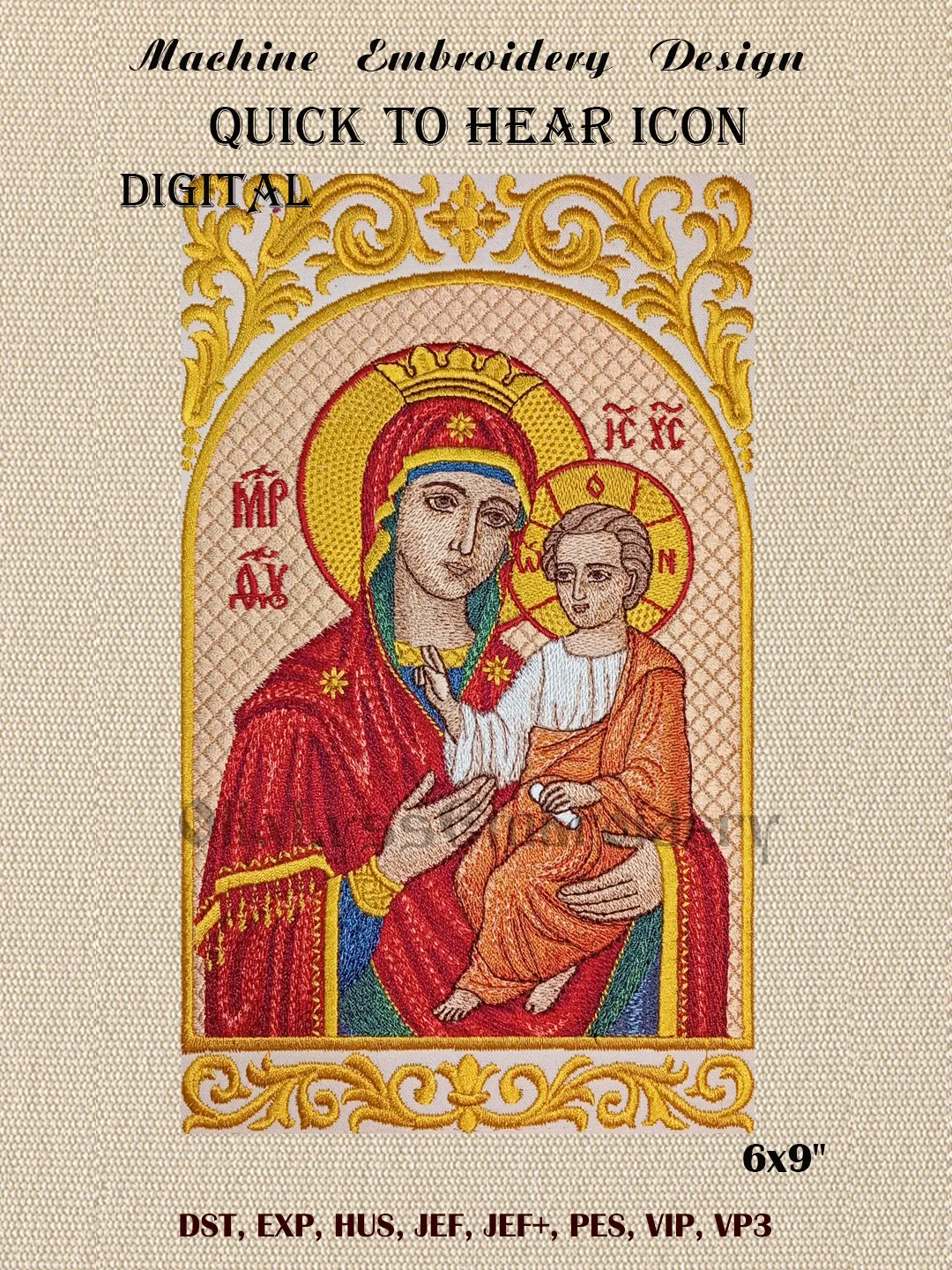 Quick to Hear Icon embroidery design