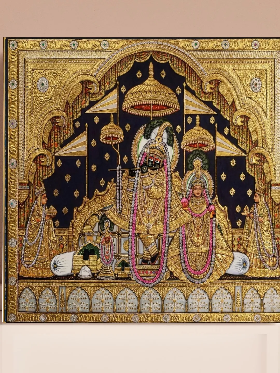 Pichwai Shreenathji Wall Art, Hindu God, Lord Krishna, Indian Folk Art, Cow Painting, Spiritual