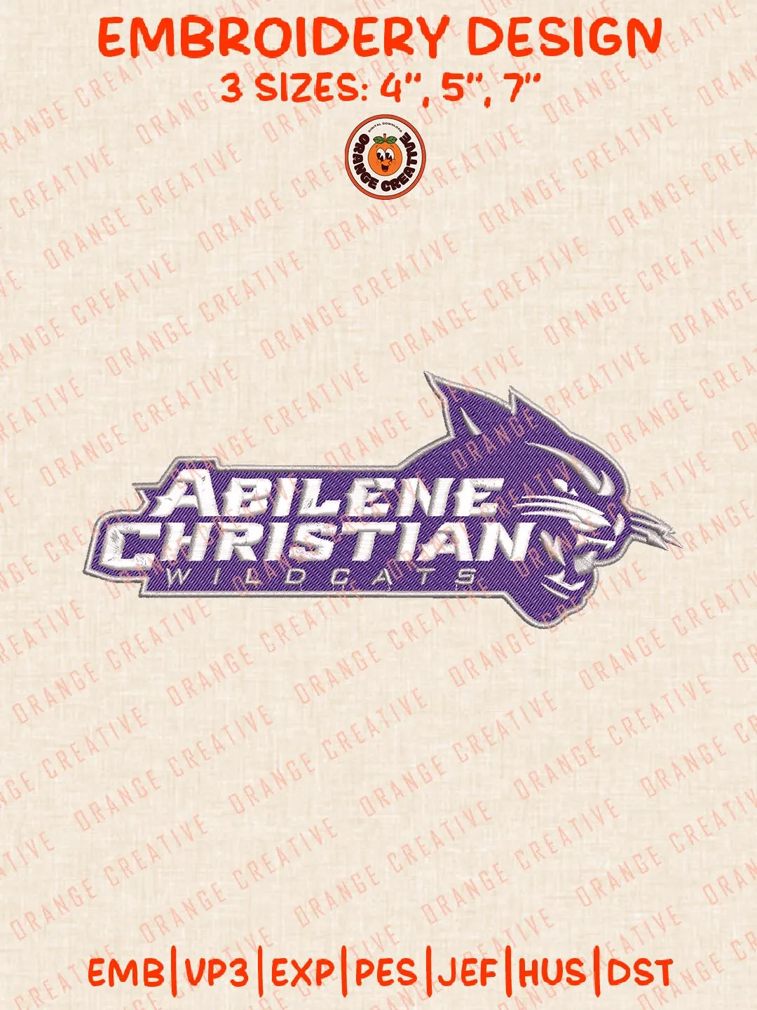 Abilene Christian Wildcats Logos Embroidery Design Files, NCAA Logos Embroidery Designs, Machine Embroidery Files, 4 Sizes, Custom Sizes, Instant Download