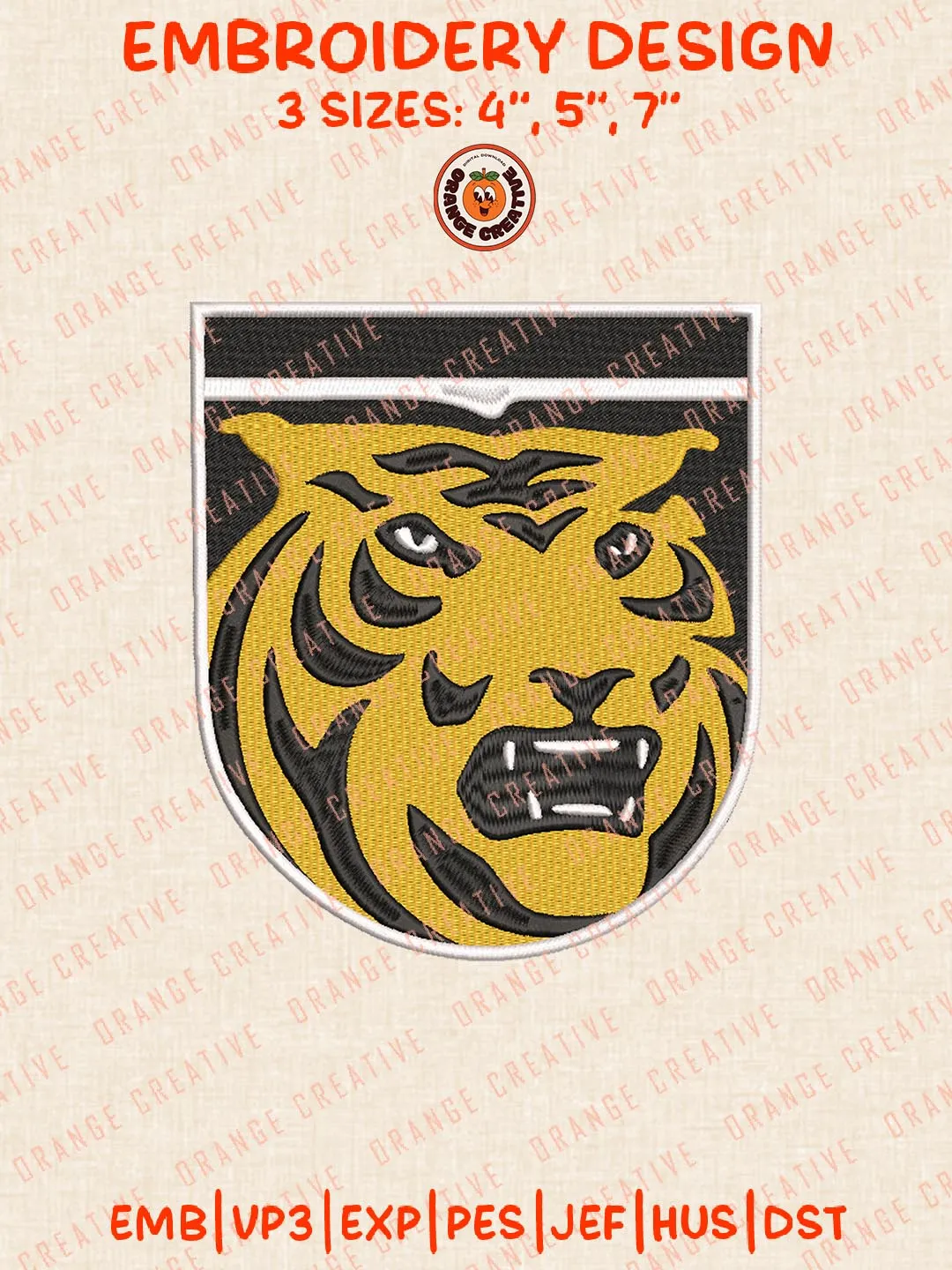 NCAA Colorado College Tigers Embroidery Design, NCAA Team Logo Embroidery Design, Machine Embroidery Design File, 4 Sizes, Custom Size, Digital Download