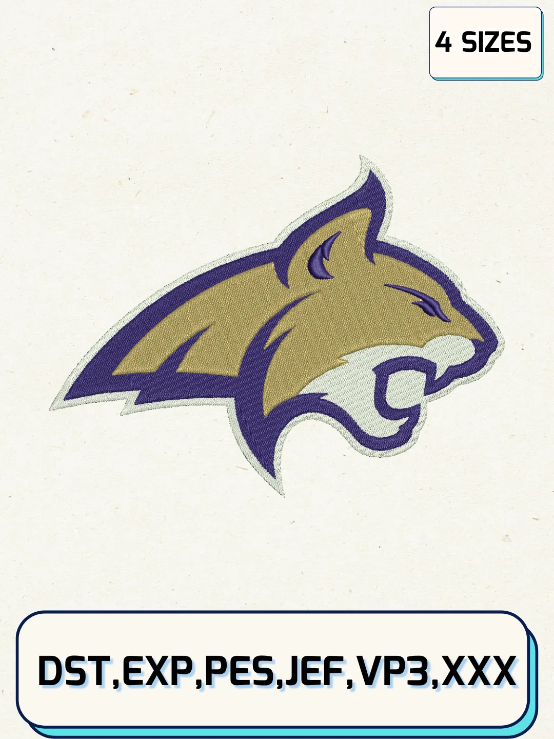 Montana State Bobcats Logos Embroidery Design Files, NCAA Logos Embroidery Designs, Machine Embroidery Files, 4 Sizes