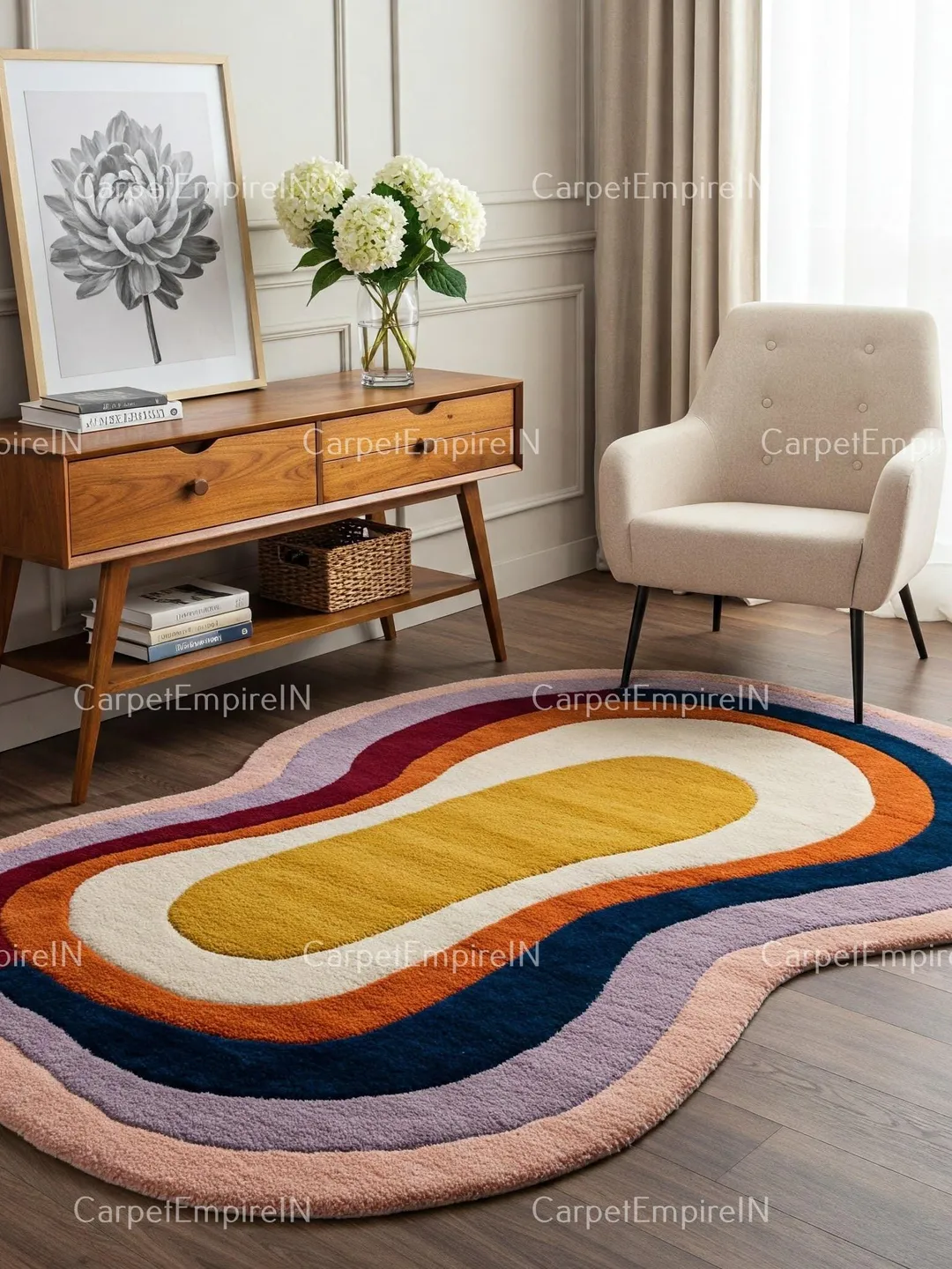 Irregular Shaped Rug | Hand-Tufted, Wool Handmade Layerd Area Rug ...