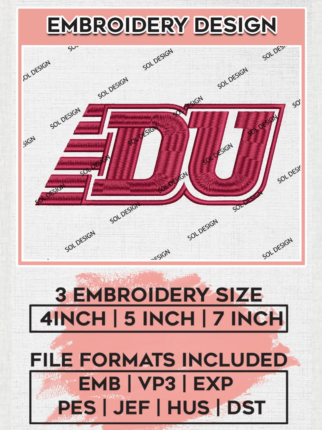 NCAA DU Pioneers Team Logo Embroidery Design Files, NCAA Denver Pioneers Machine Embroidery, NCAA Teams, Game Day, 3 sizes, NCAA Machine embroidery designs, Digital Download