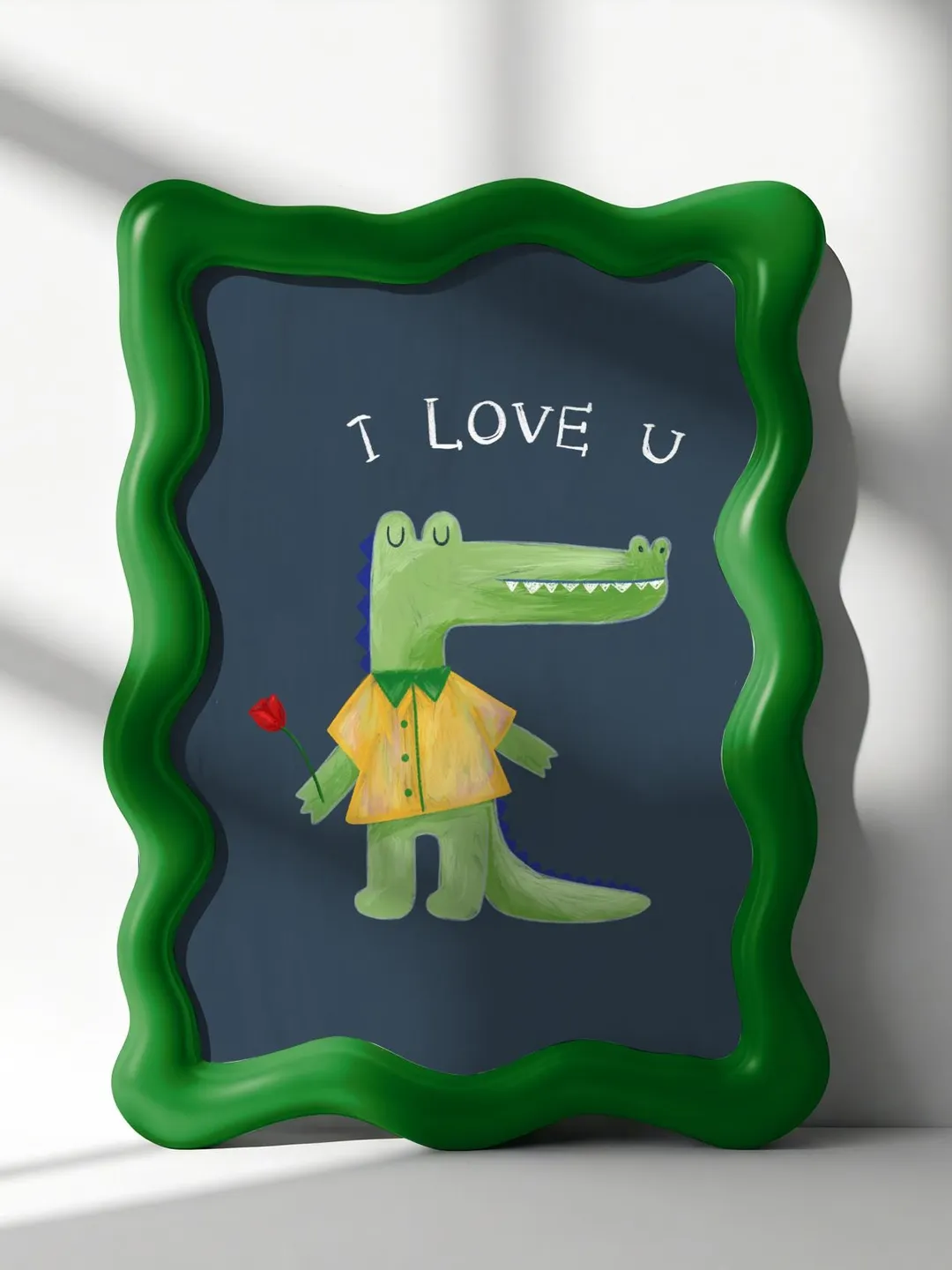 Blue Crocodile Transportation Nursery Print: Whimsical Kids Room Wall Art, Crocodile hand painting boys room decor