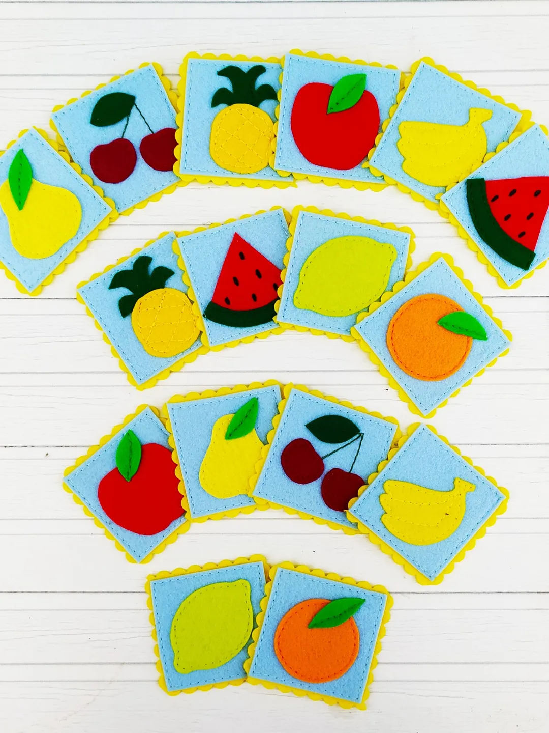 Fruit felt memory game pattern PDF, Felt matching game, Felt memory cards, Felt toy pattern, Travel Toys