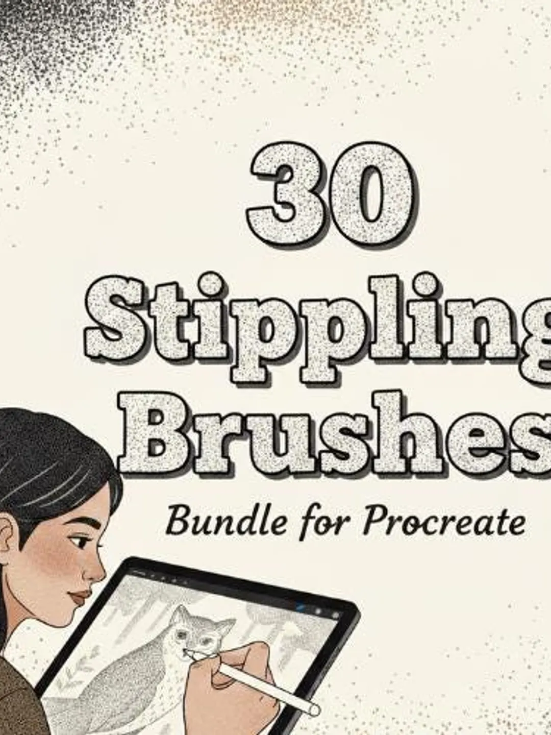 30 Procreate Stippling Brushes Set | Professional Dot Shading, Texture Brush Set for iPad Artist