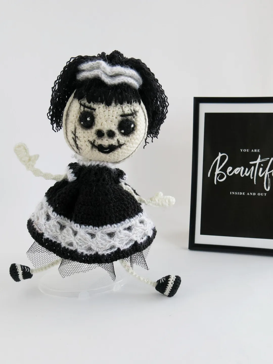 Creepy Cute Doll, Gothic pendant, School bag Pendant, keychain Gothic, Little horror Toy, Halloween bag charm, Halloween Gifts for Friend