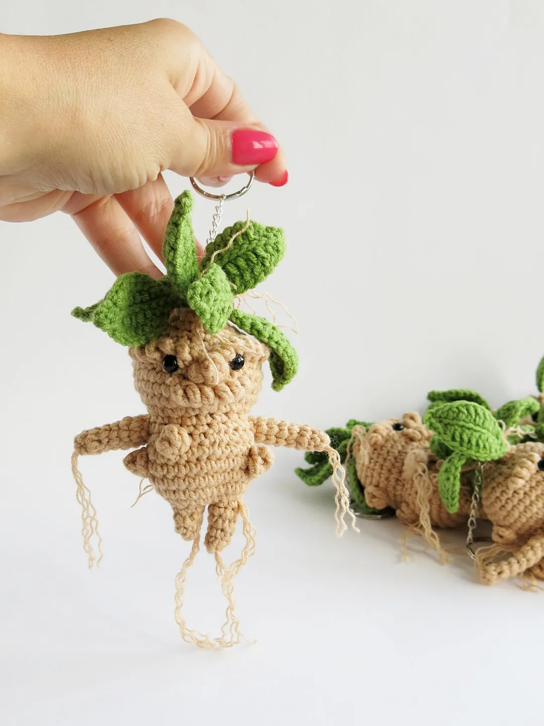 MANDRAKE ROOT. Keychain Mandrake for a backpack, bag. Crocheted Keychains. Back to school. Stuffed plant gift for gardeners, schoolchildren.