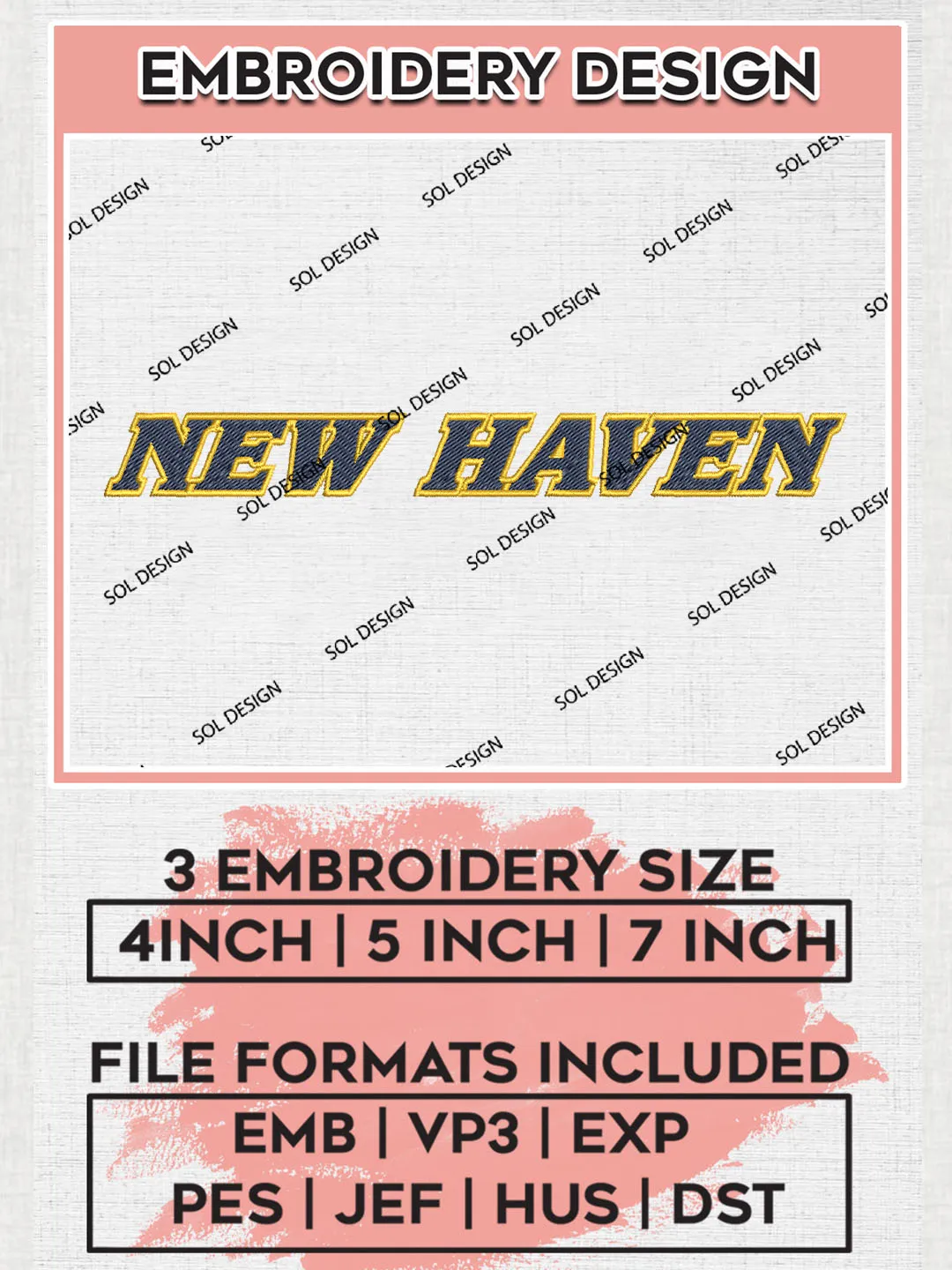 NCAA New Heaven College Team Writing Logo Embroidery Design Files, NCAA New Haven Chargers Machine Embroidery, NCAA Teams, 3 sizes, NCAA Machine embroidery designs, Digital Download