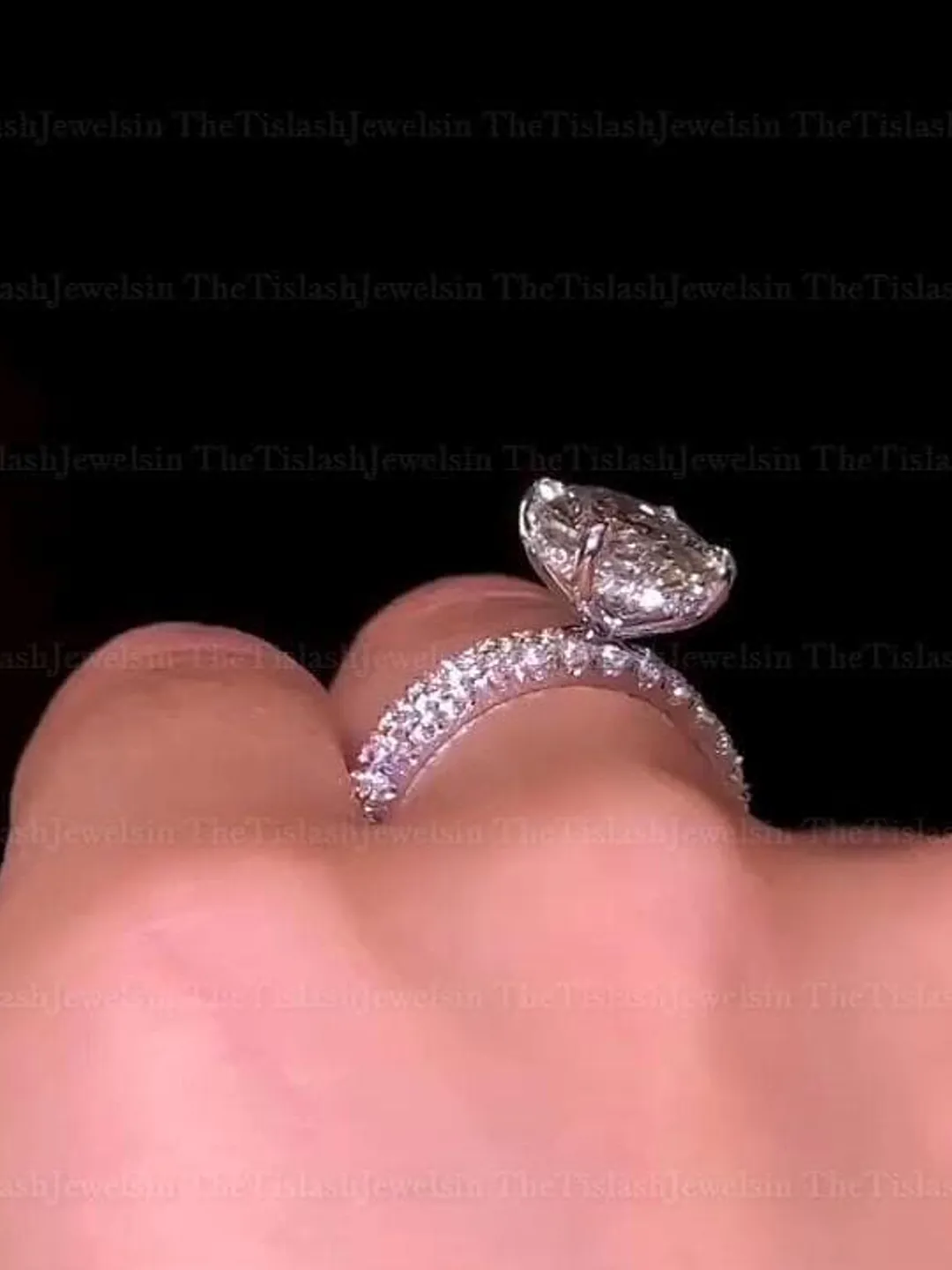3CT Oval Moissanite Engagement Ring Set 14K Solid Gold Hidden Halo ...