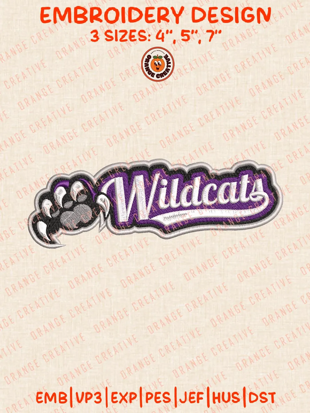 Wildcats Embroidery Design, NCAA Weber State Wildcats Team Logo Embroidery Design, Machine Embroidery Design File, 4 Sizes, Digital Download