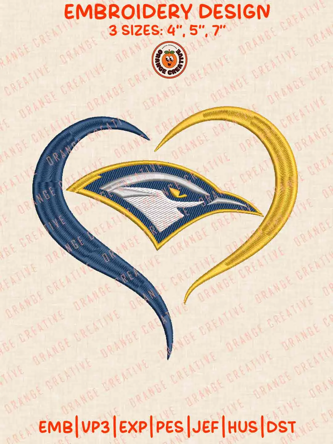 Chattanooga Moc Heart Embroidery Design Files, Football Logos Embroidery Designs, Sport Machine Embroidery Files, 3 Sizes, Custom Sizes, Instant Download