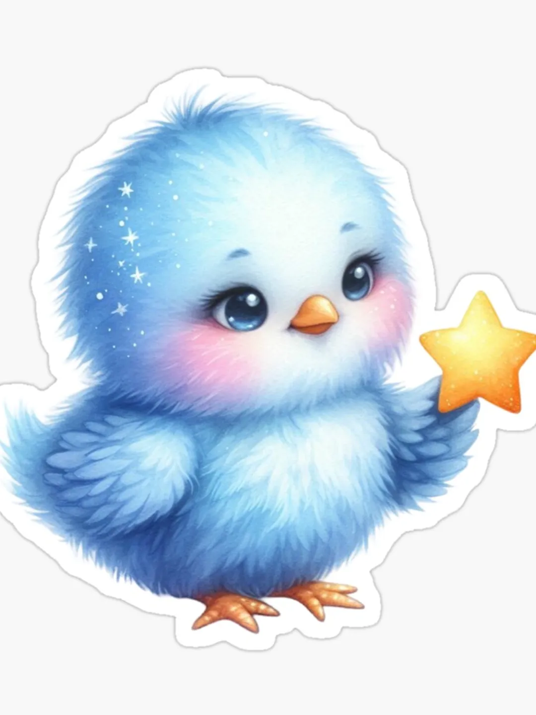 Color:blue Chick Cute Blue Chick With Star Magnet and Stickers
