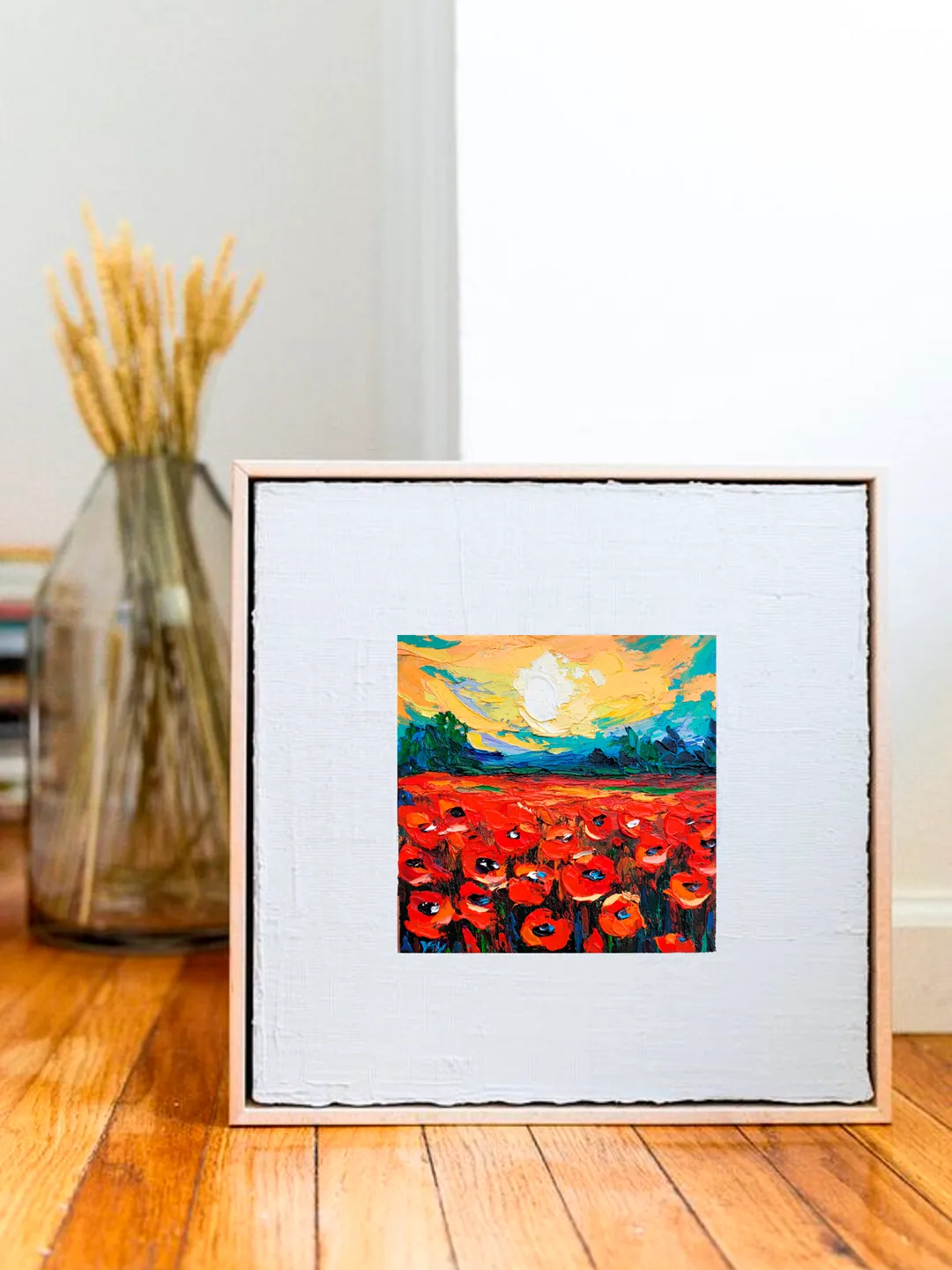 Red Poppy Painting Flower Original Art Impasto Oil Painting 6x6 ...