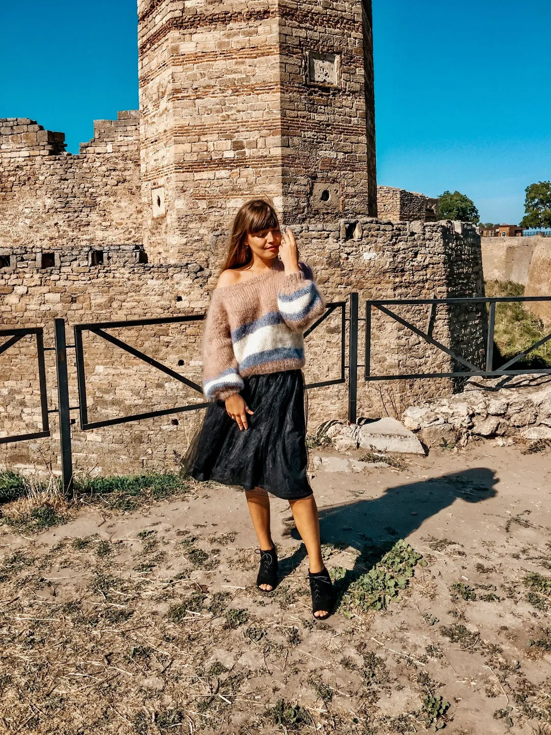 Mohair sweater, Knitted sweater oversized, Striped mohair sweater, Fuzzy sweater, Chunky knit sweater, Sweater Off The Shoulder