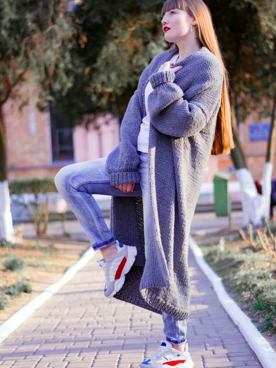 【BAON】[unisex] Tipony Alpaca Round Over Wool Knit Cardigan Bordeaux Alpaca Wool Cable Knit Cardigan With Buttons