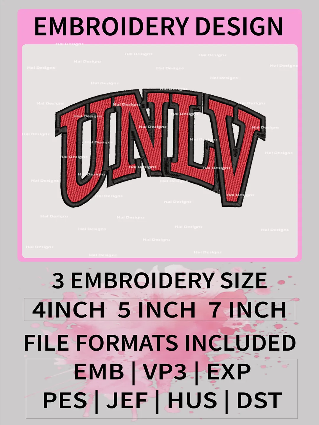NCAA UNLV Rebels Embroidery File, 3 Sizes, 6 Formats, NCAA Machine Embroidery Design, NCAA Logo, NCAA Teams
