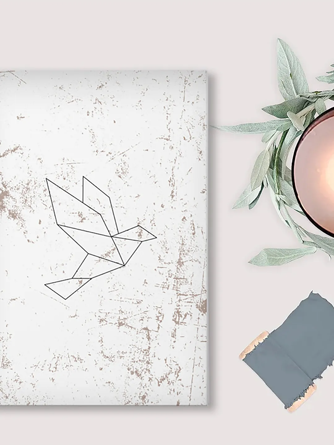 Modern Minimalist Geometric Bird Marble Background Cover Notebook Hardcover Journal Matte