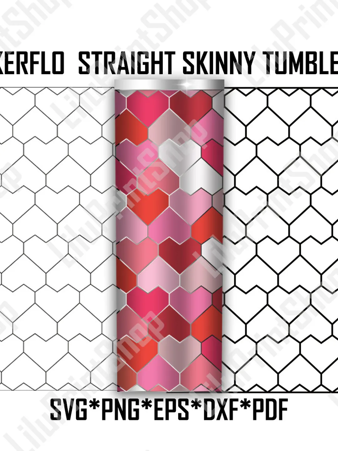 Heart Tangram Tumbler Template svg for 20oz Skinny Hearts tumbler svg Valentines tumbler 20oz heart tumbler SVG 20 oz Heart template svg