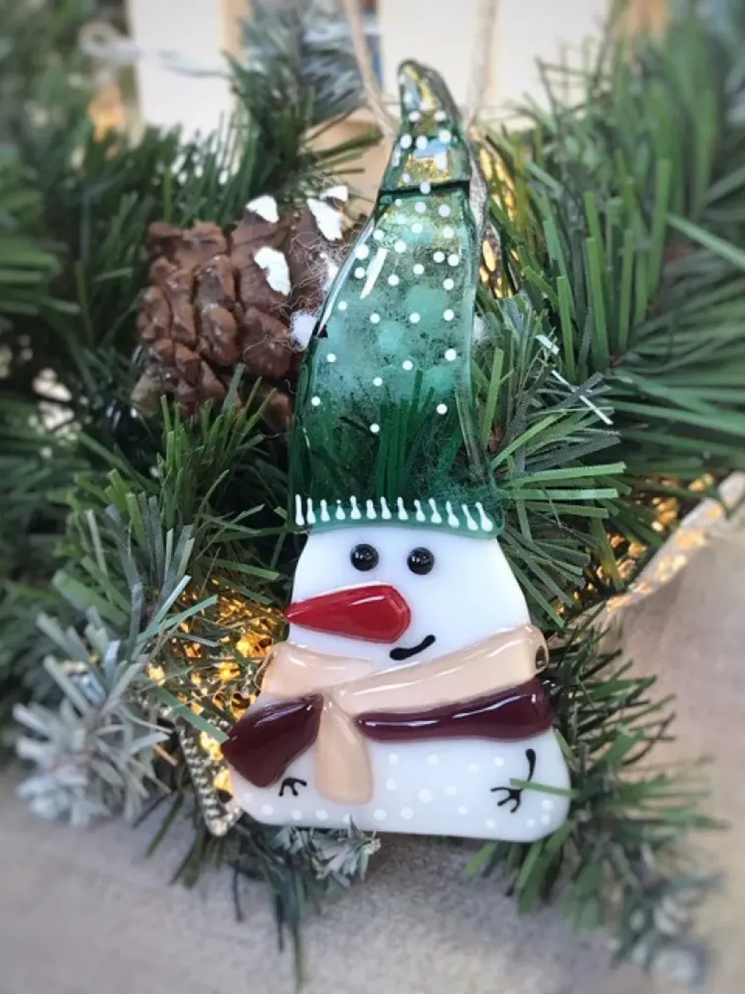 Fused glass Snowmans