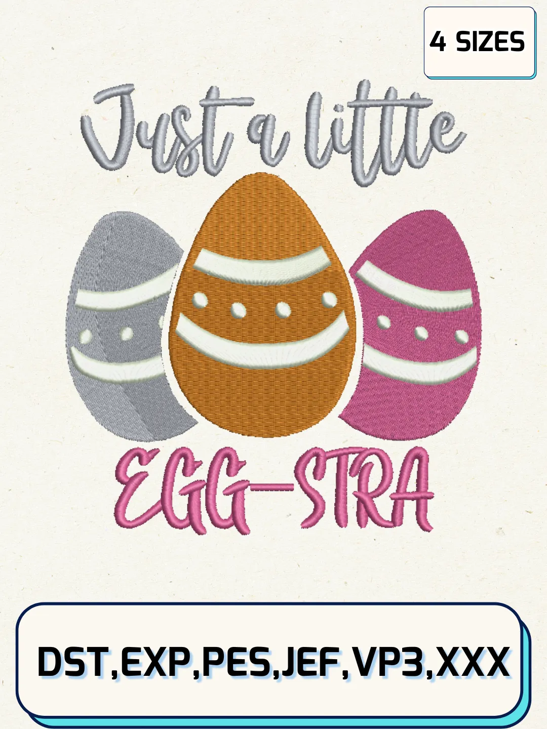 Funny Easter Embroidery Design Files, Easter Day Logos Embroidery Designs, Machine Embroidery Files, 4 Sizes