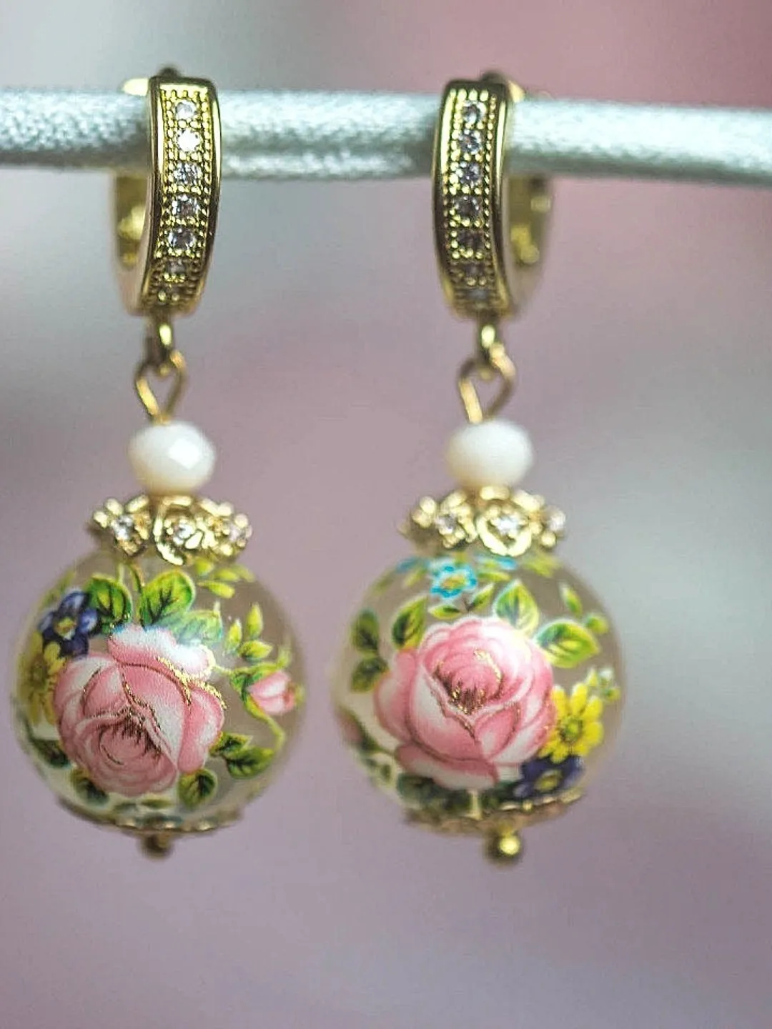 Small gold hoop earrings, hypoallergenic earrings, cool earrings, flower earrings, christmas earrings, christmas gift basket, gift for her