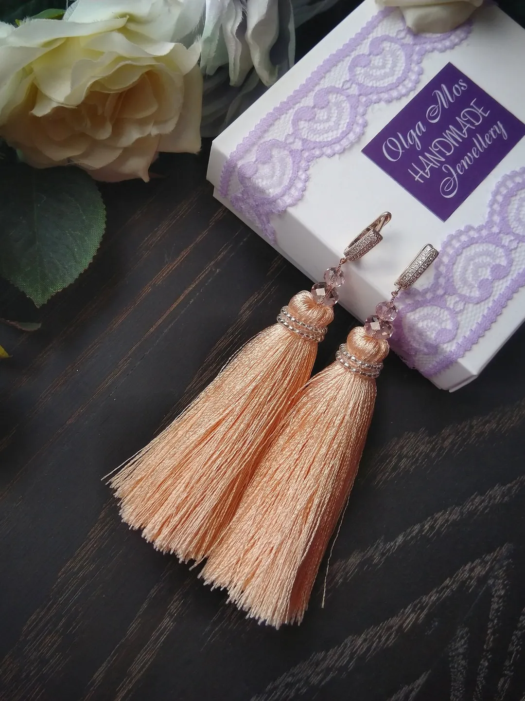 Pink tassel earrings for woman, Drop earrings, Bridesmaid earrings, Long earrings, homemade earrings, cute earrings, hypoallergenic earring