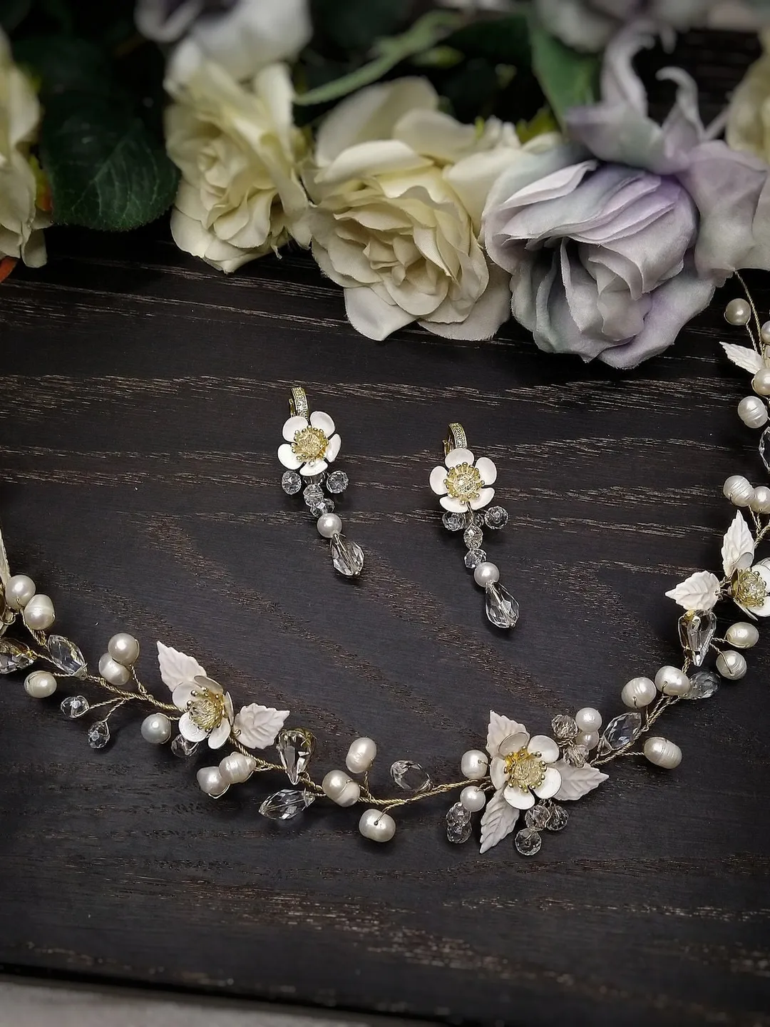 Bridal gold hair set for bride, Small bridal tiara, Wedding tiara pearl, Crystal bridal tiara, Gold bridal tiara, Pearl bridal elegant tiara