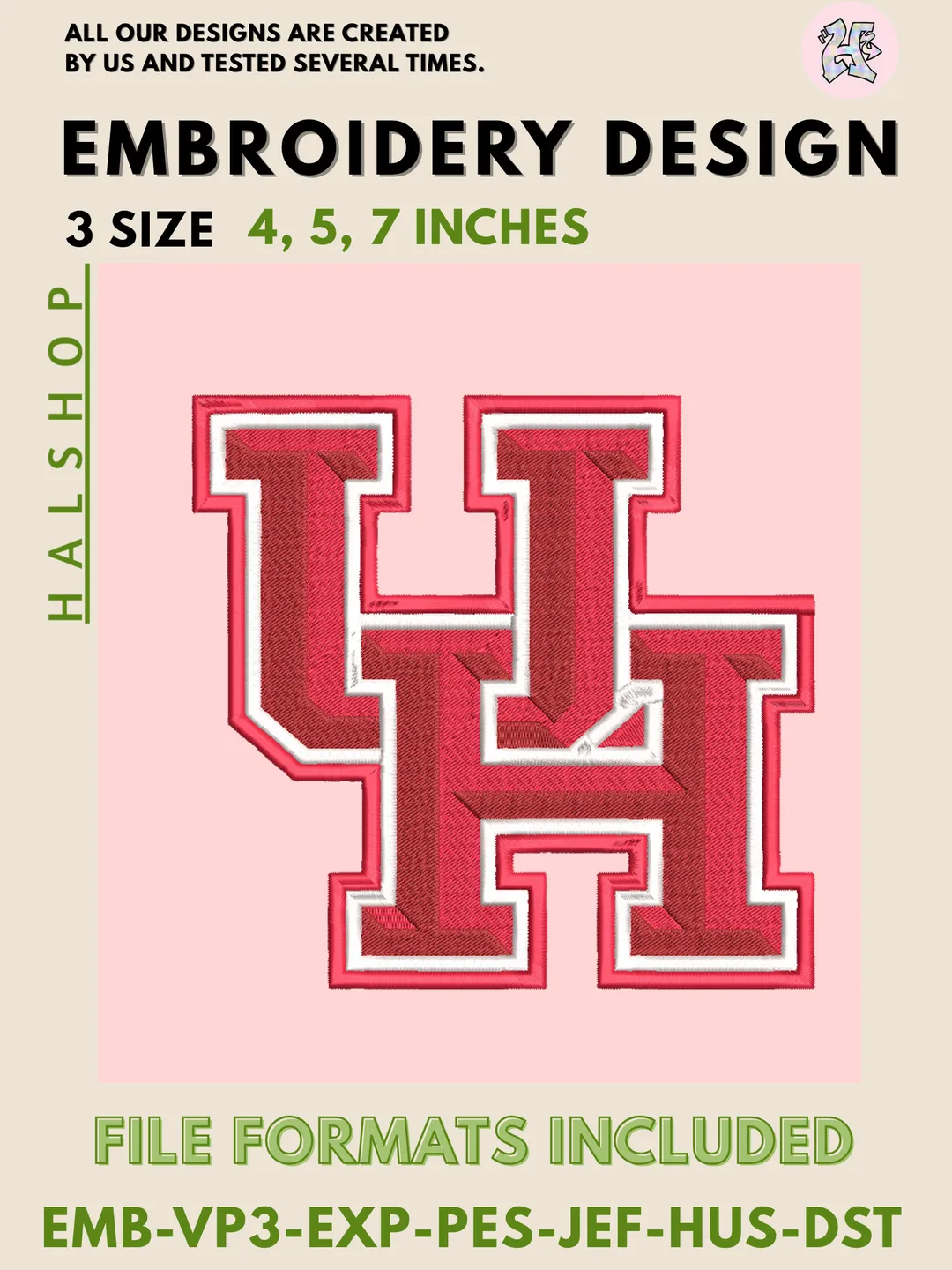 Houston Cougars Embroidery File – NCAA Sports Team Logo Design 🏈🔥