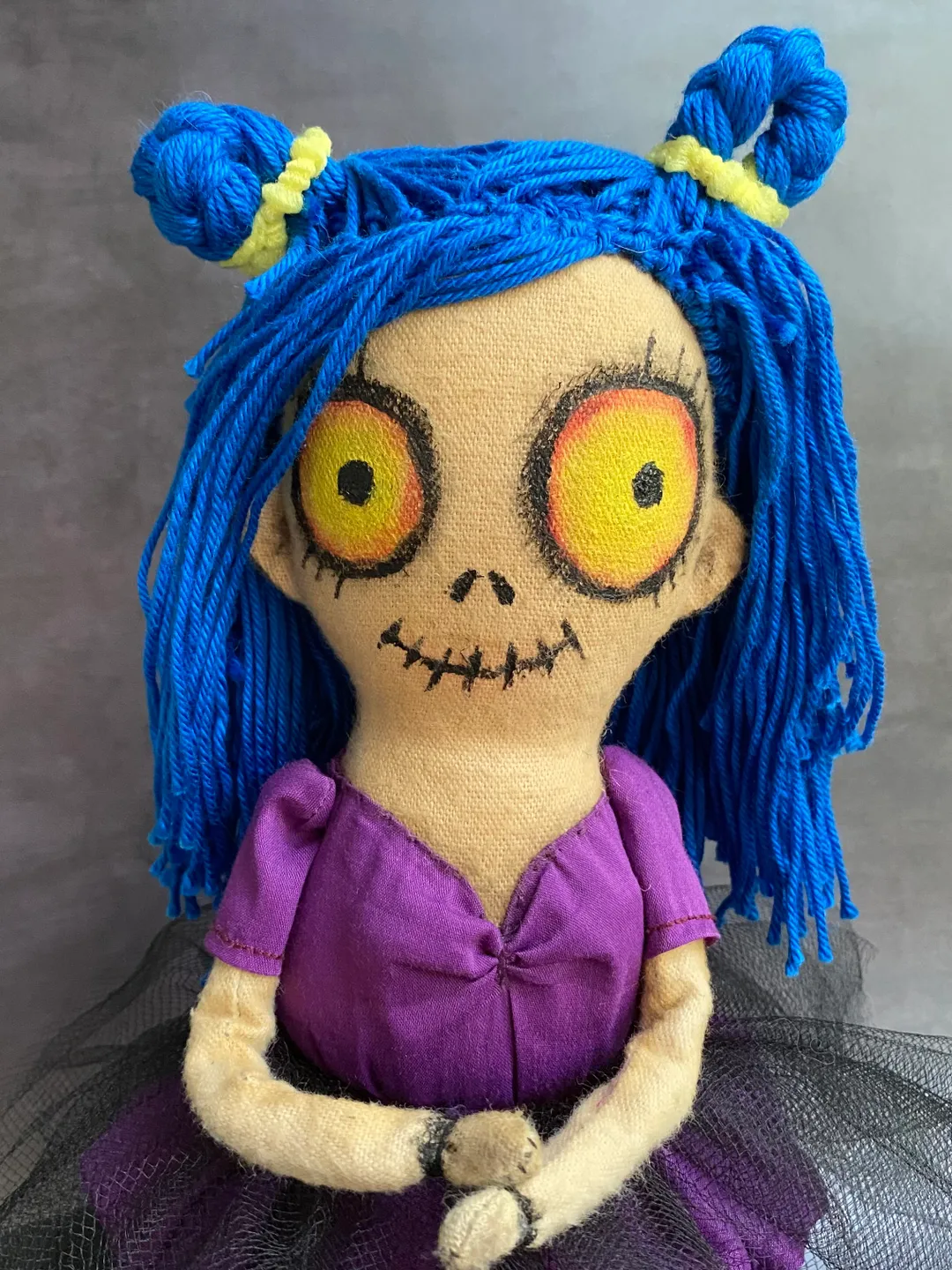 Scary doll . Halloween doll . Creepy doll . Book shelf sitter . Handmade rag doll .