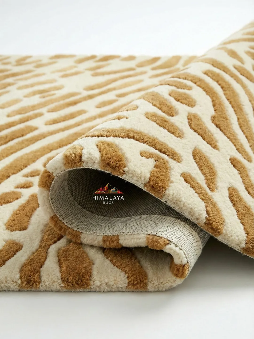 Hand Tufted Wool Rug, Neutral Antelope Print, Modern Safari Style