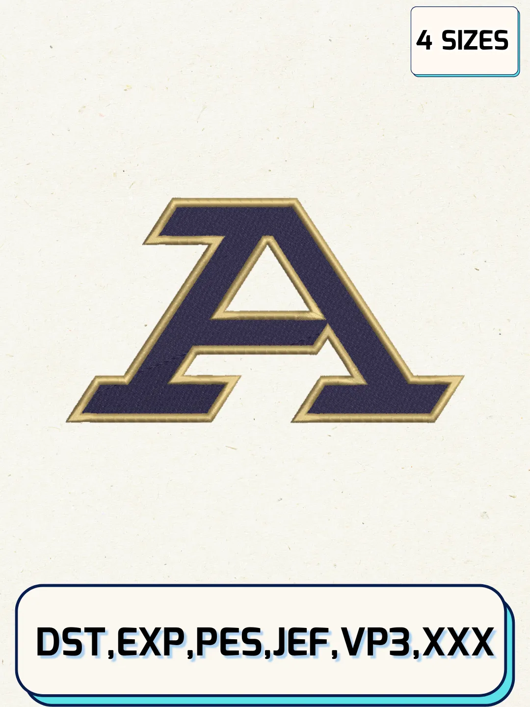Akron Zips Logos Embroidery Design Files, NCAA Logos Embroidery Designs, Machine Embroidery Files, 4 Sizes
