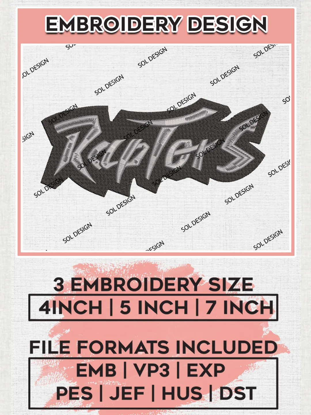 NBA Toronto Raptors Wordmark Logo Machine Embroidery Design, Toronto ...