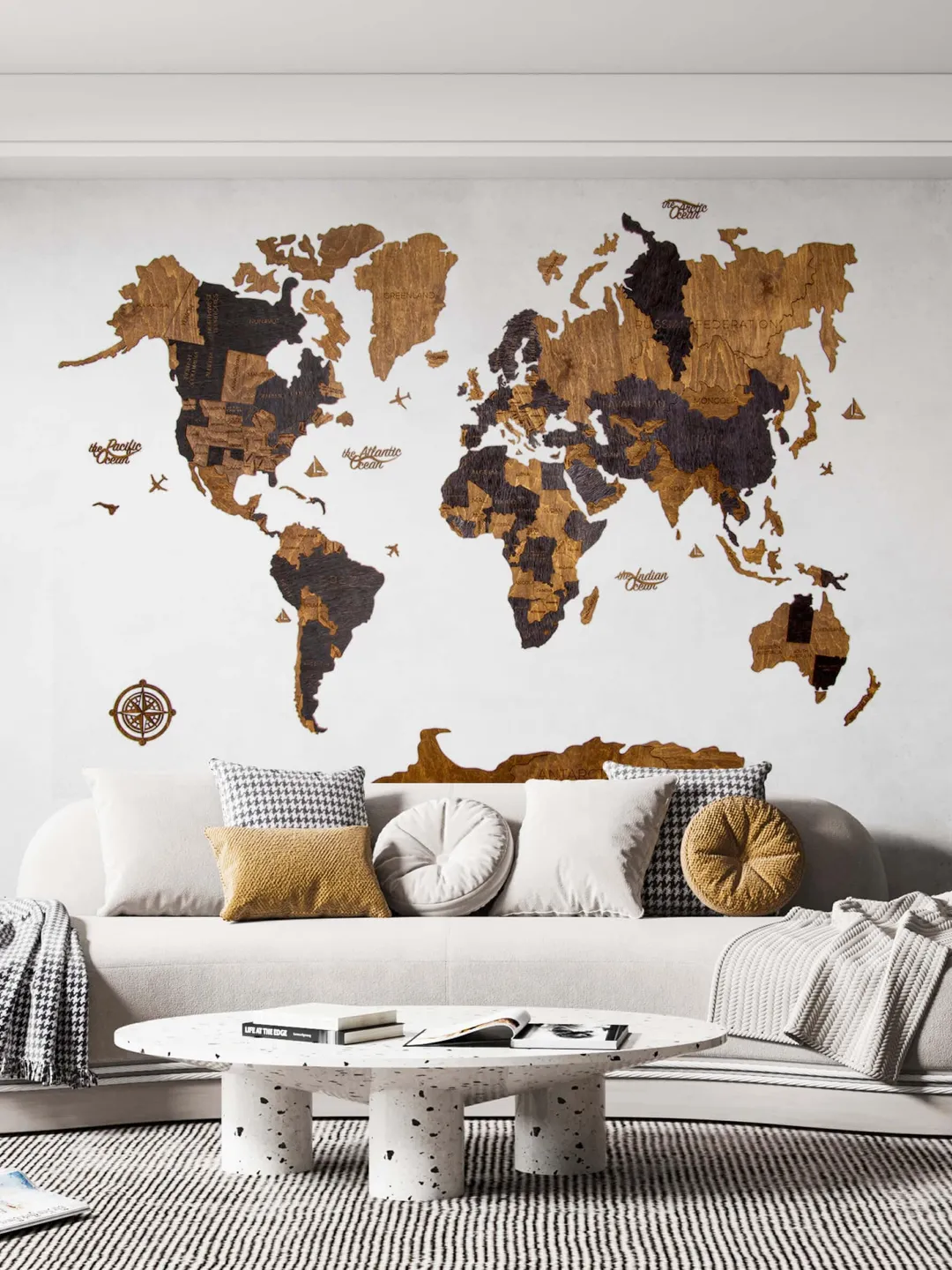 3D Wooden World Map Rustic Wall Art Wall Decor Anniversary Gift For Husband Wooden Map Travel Push Pin Map Wood Wall Art Boyfriend Gift