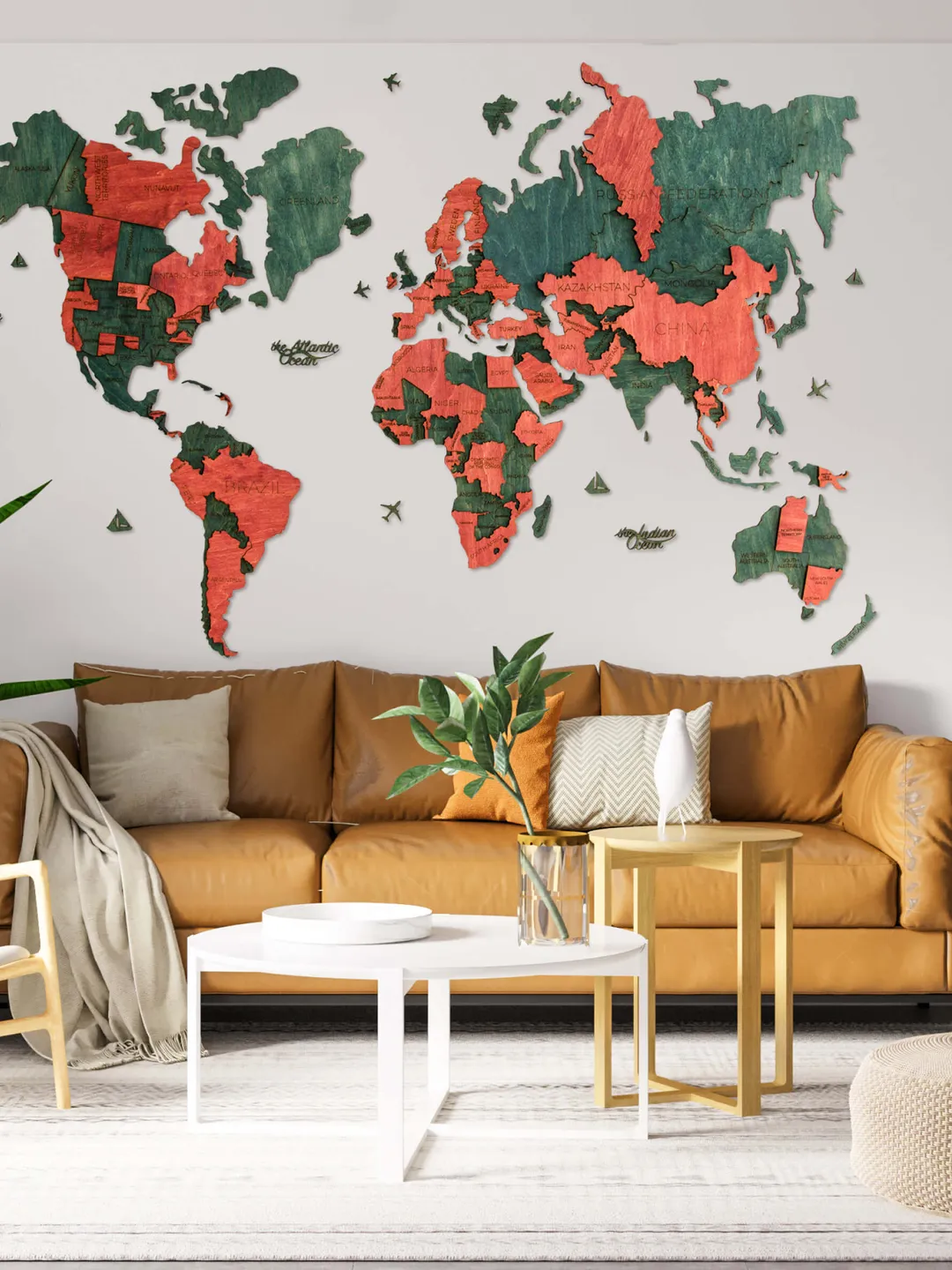 5th Anniversary Gift For Husband, 3D Wooden World Map Enjoy Wooden Art, Rustic Home Decor, Rustic Wall Art Decor, Wooden Large Wall Art