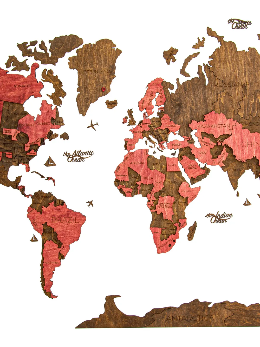 Wall Decor World Map Wall Art Push Pin Wood World Map 5th Anniversary Gift for Husband Birthday Gift for Boyfriend Wooden Map Enjoy Art Wood