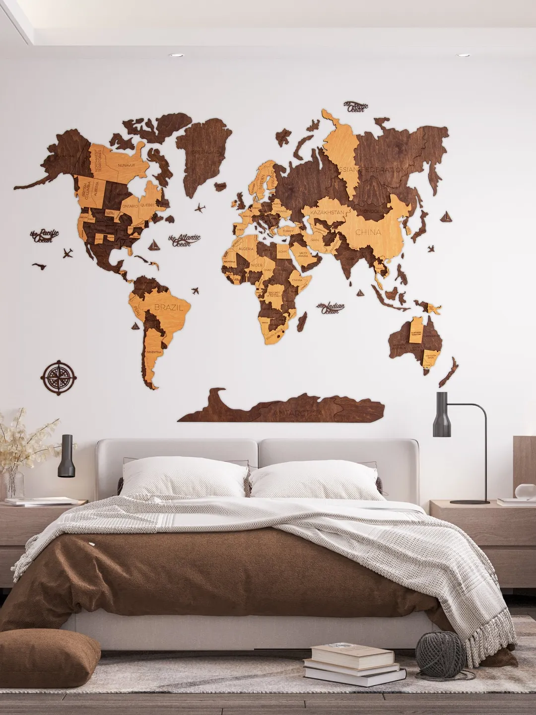 Wood World Map Wall Art Wood Large Wall Decor Housewarming Gift Weltkarte Holz Birthday Gift Anniversary Gift For Husband Enjoy Wooden decor