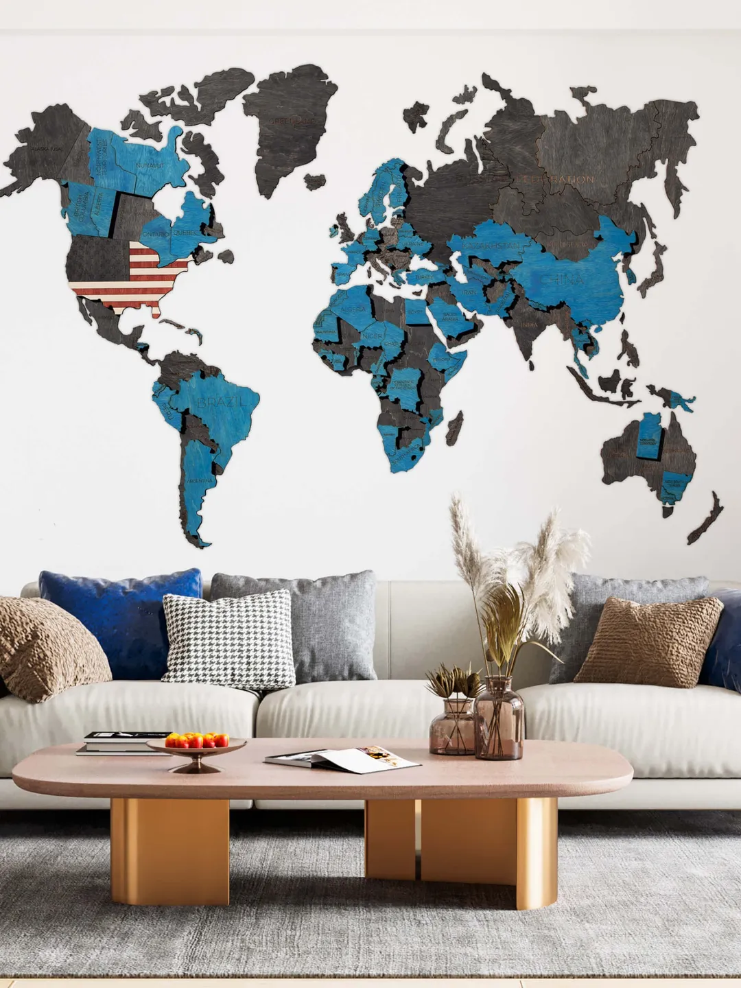 Home Wall Decor Wood Wall Art Rustic Wall Map Wooden Map Large Travel Map 5th Anniversary Gift Wall Decor Travel Map World Map Wall Decor