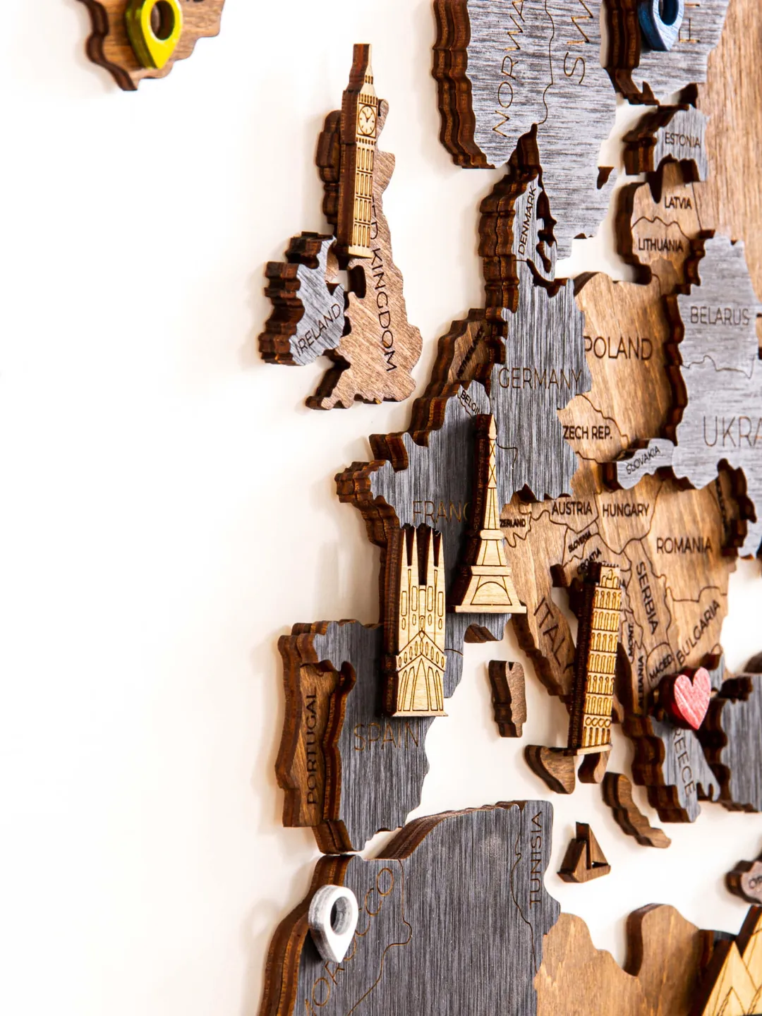 3D Wooden World Map Wall Decor Anniversary Gift For Husband Rustic Wall Art Wooden Map Travel Push Pin Map Wood Wall Art Boyfriend Gift