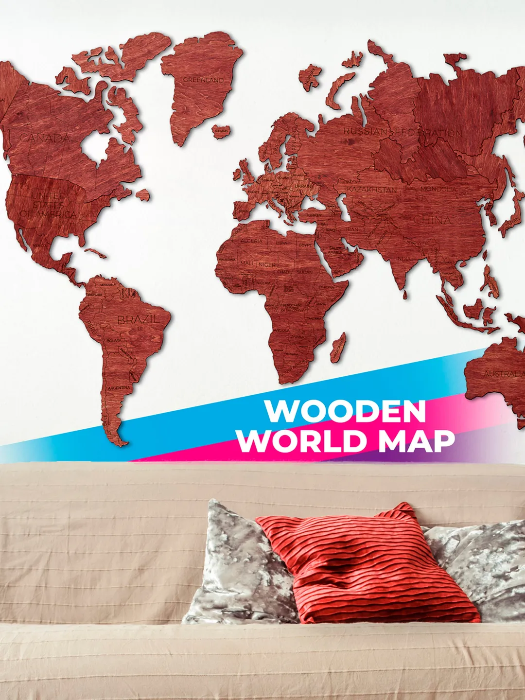 Wall Decor World Map of the World Anniversary Gift Wooden Travel Push Pin Map Rustic Home Wood Wall Art 5th Anniversary Gift For Husband