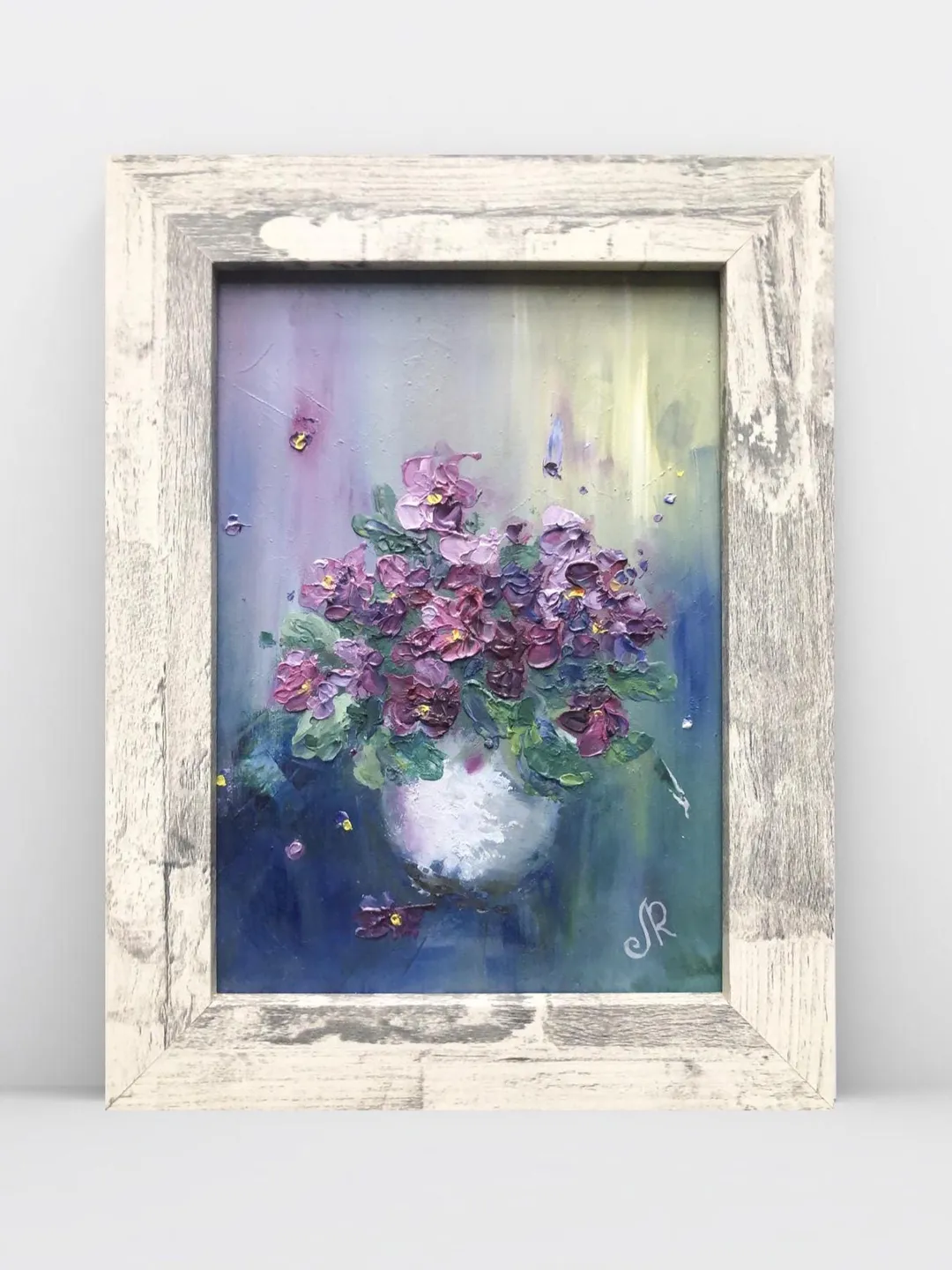 Violets Original Painting Flowers Oil Painting Small Floral Art Bouquet Painting