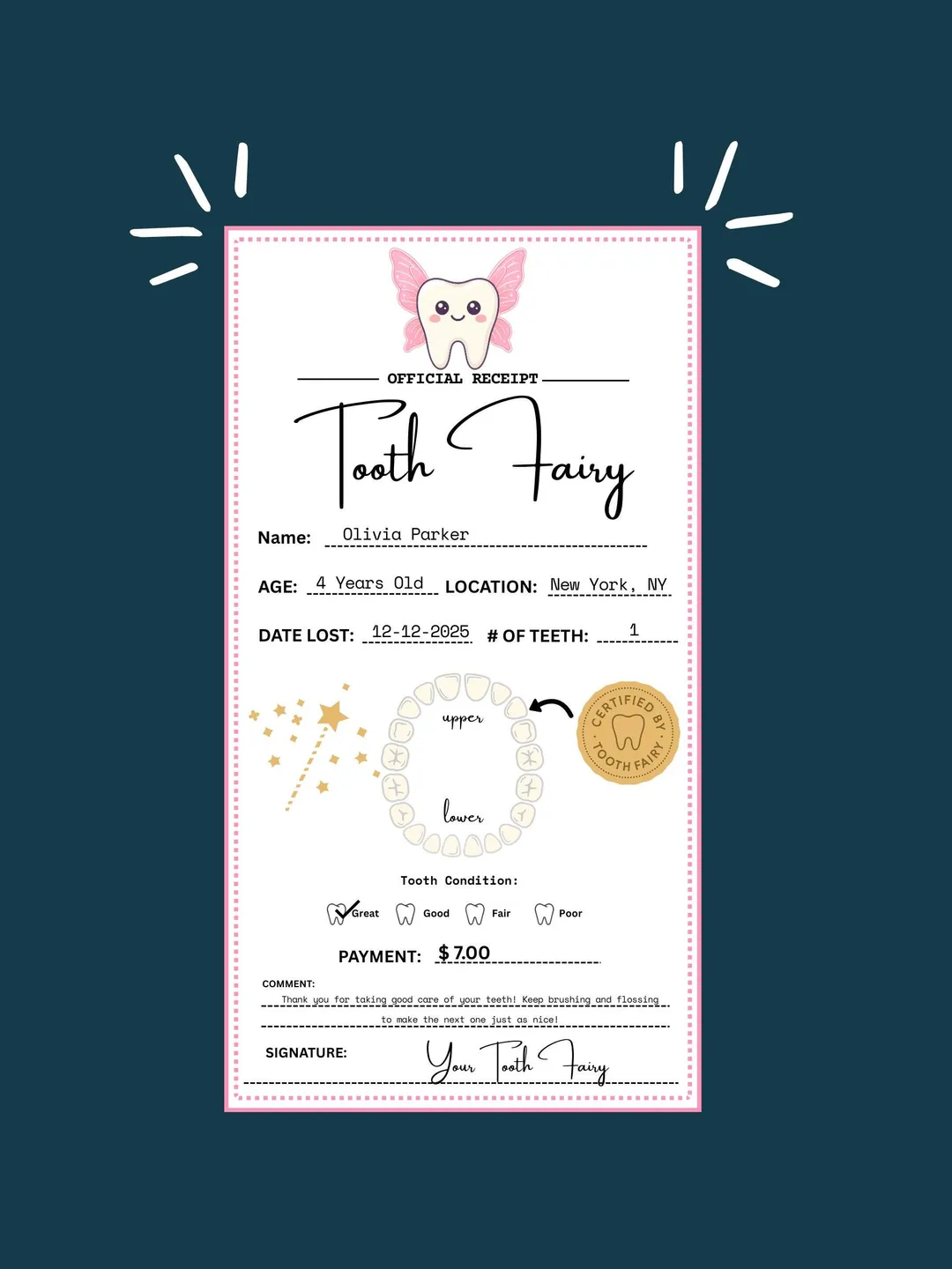 April Fools Receipt Printable Fairy Receipt | Editable Template for Kids