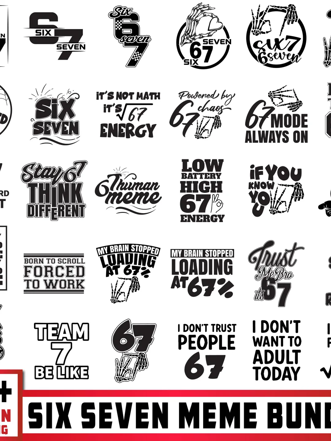 Mickey Six Seven Meme SVG, 6 7 Hands PNG, Viral Disney Clipart