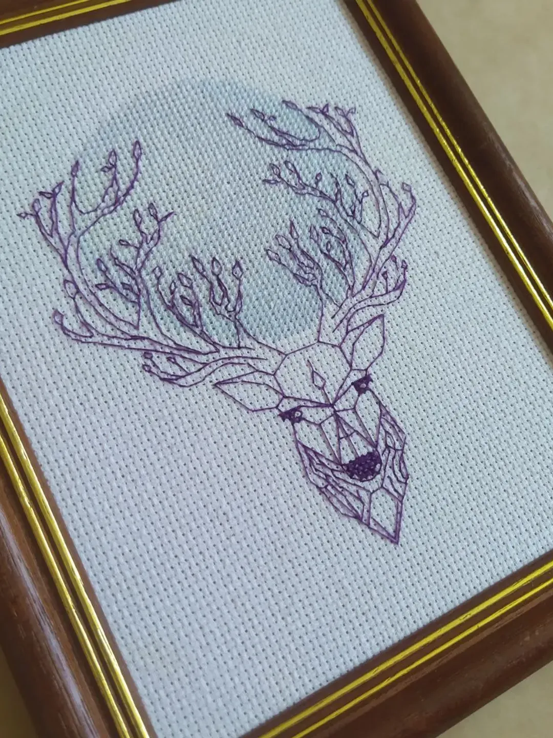 Handmade Deer painting, Wild Animal wall art, for home decor, finished cross stitch