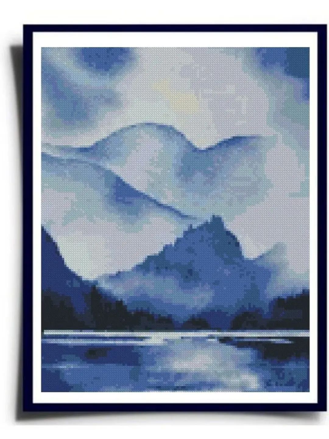 Blue Ridge Patterns Watercolor Blue ridge mountains cross stitch PDF pattern, Instant download