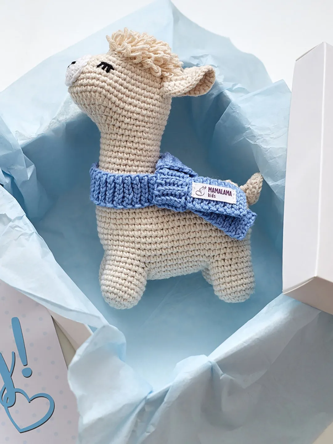 Llama stuffed gift box Cute its a boy llama toy with blue scarf Pregnancy reveal expecting mom congrats surprise Baby boy shower party gift