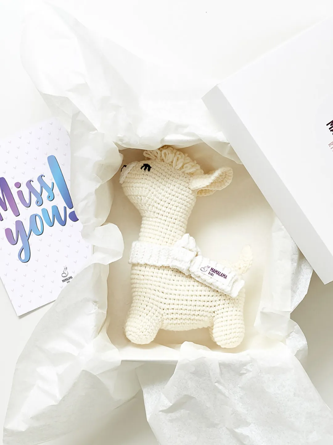 Miss you boyfriend girlfriend Crochet llama toy box Thinking of you gift Wish you were here missing present husband wife bestie friend