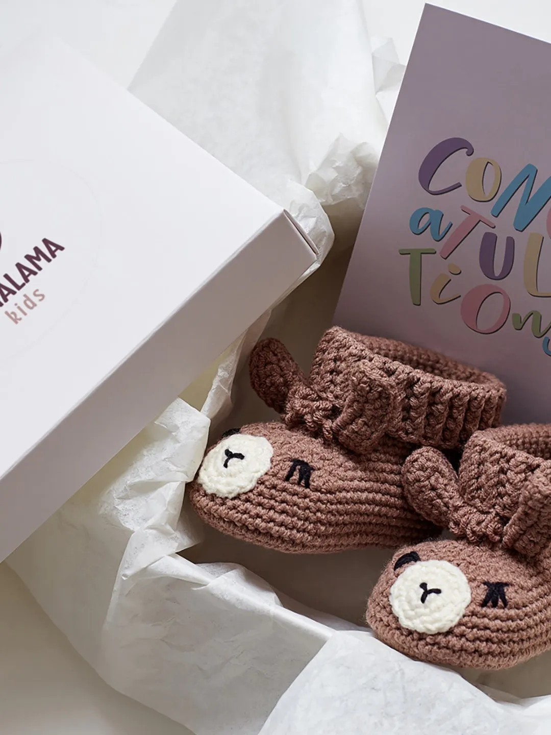 Pregnancy booties gift basket with crochet newborn animal funny shoes gift New mom soon to be mommy friend expecting congrats