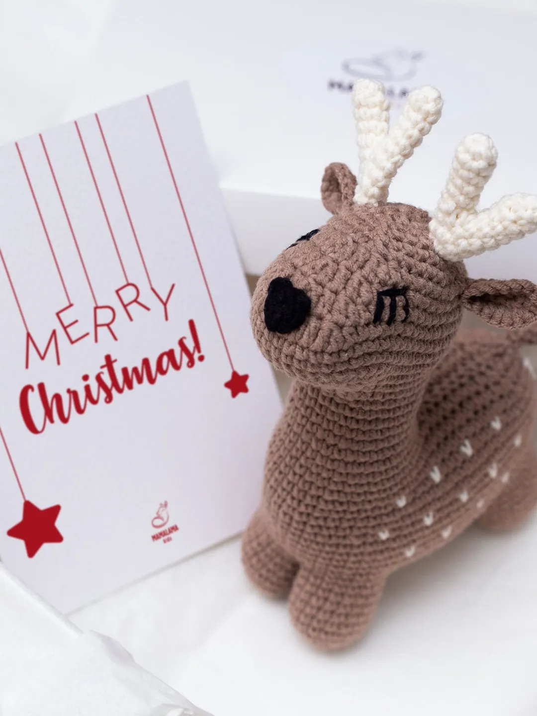 Christmas Gift for new mom Christmas Pregnancy reveal baby born announcement crochet deer soft toy plush gift basket