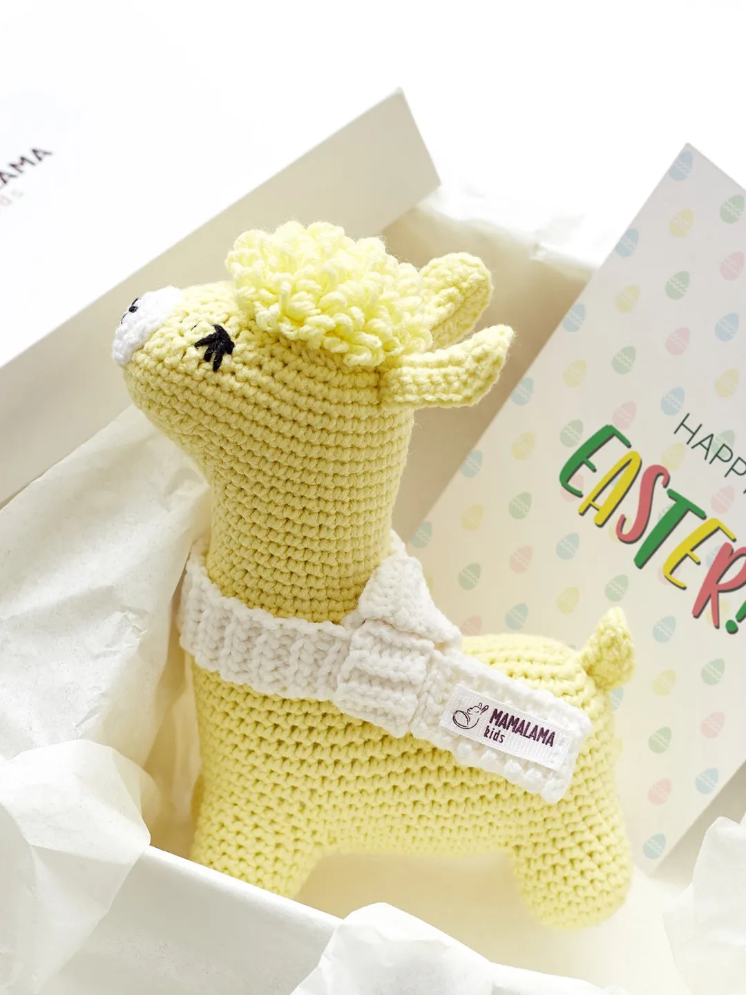 Easter gift idea for baby Cute crochet yellow Easter llama toy for newborn Pregnancy gift for mom to be easter expecting box decor
